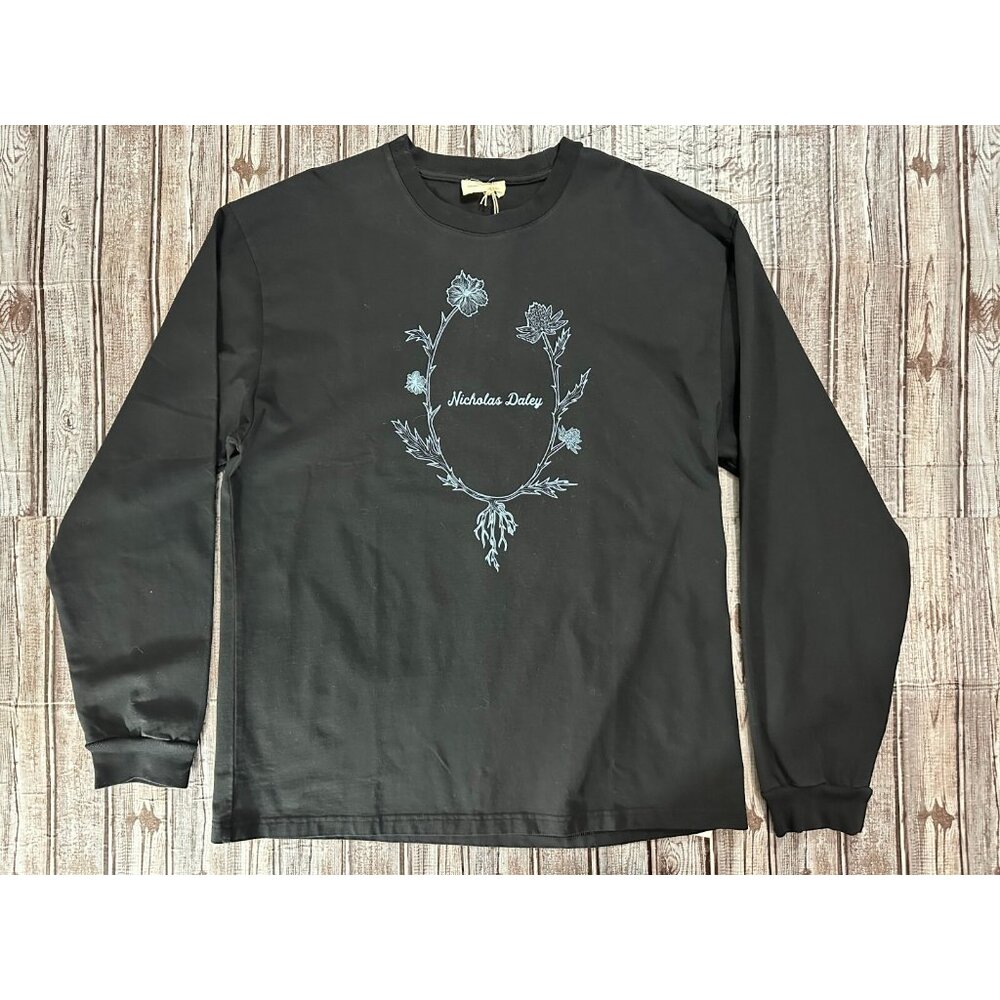 Nicholas Daley Long Sleeve WREATH T-SHIRT size XL NWT color BLACK mspr 215